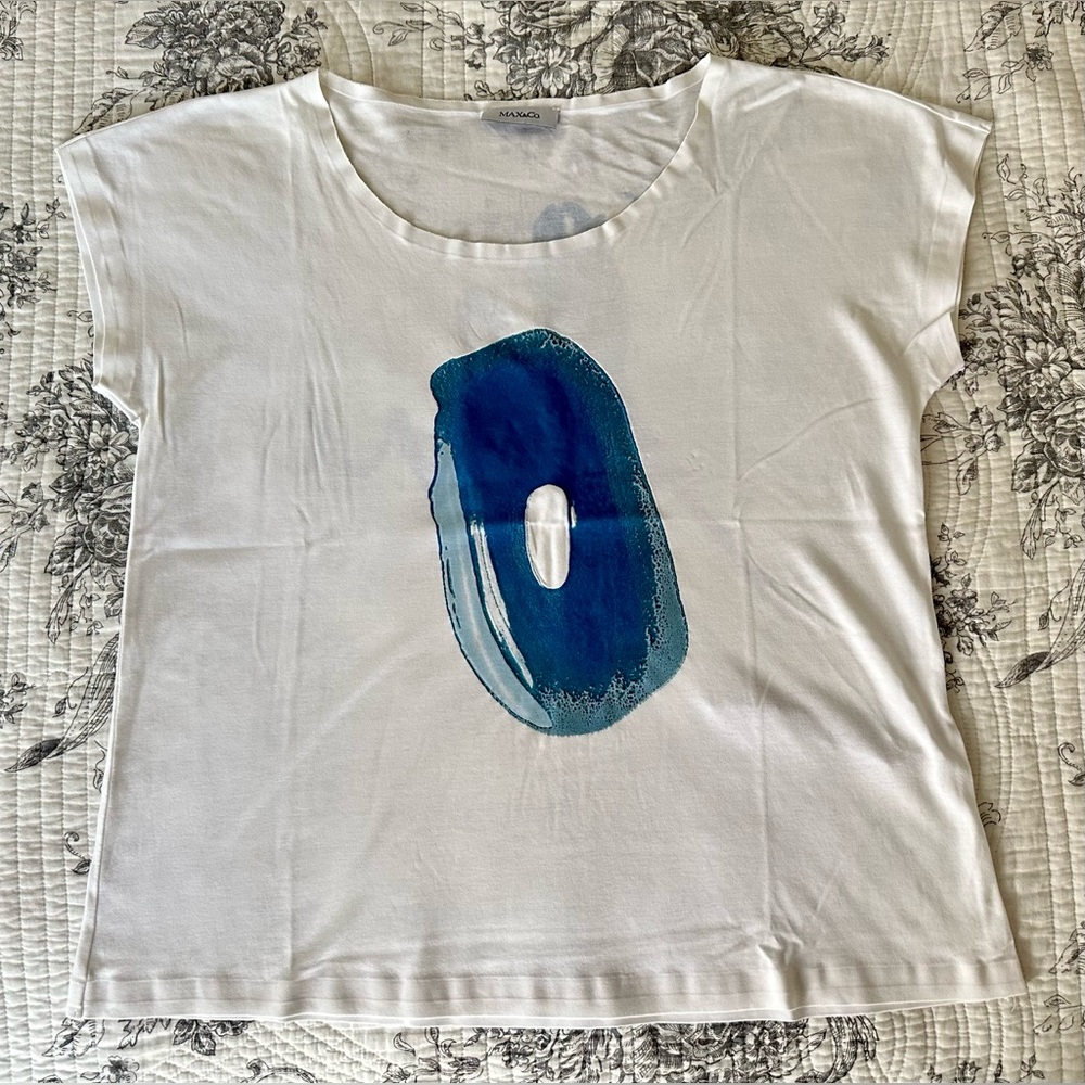 Cropped, indigo blue, perforated leather jacket - Picture 14 of 16